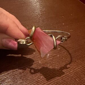 Silver and Pink Stone Women's Bracelet